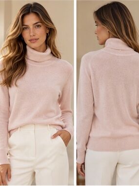 Quince Mongolian Cashmere Turtleneck Sweater Pink 100% Cashmere Size S